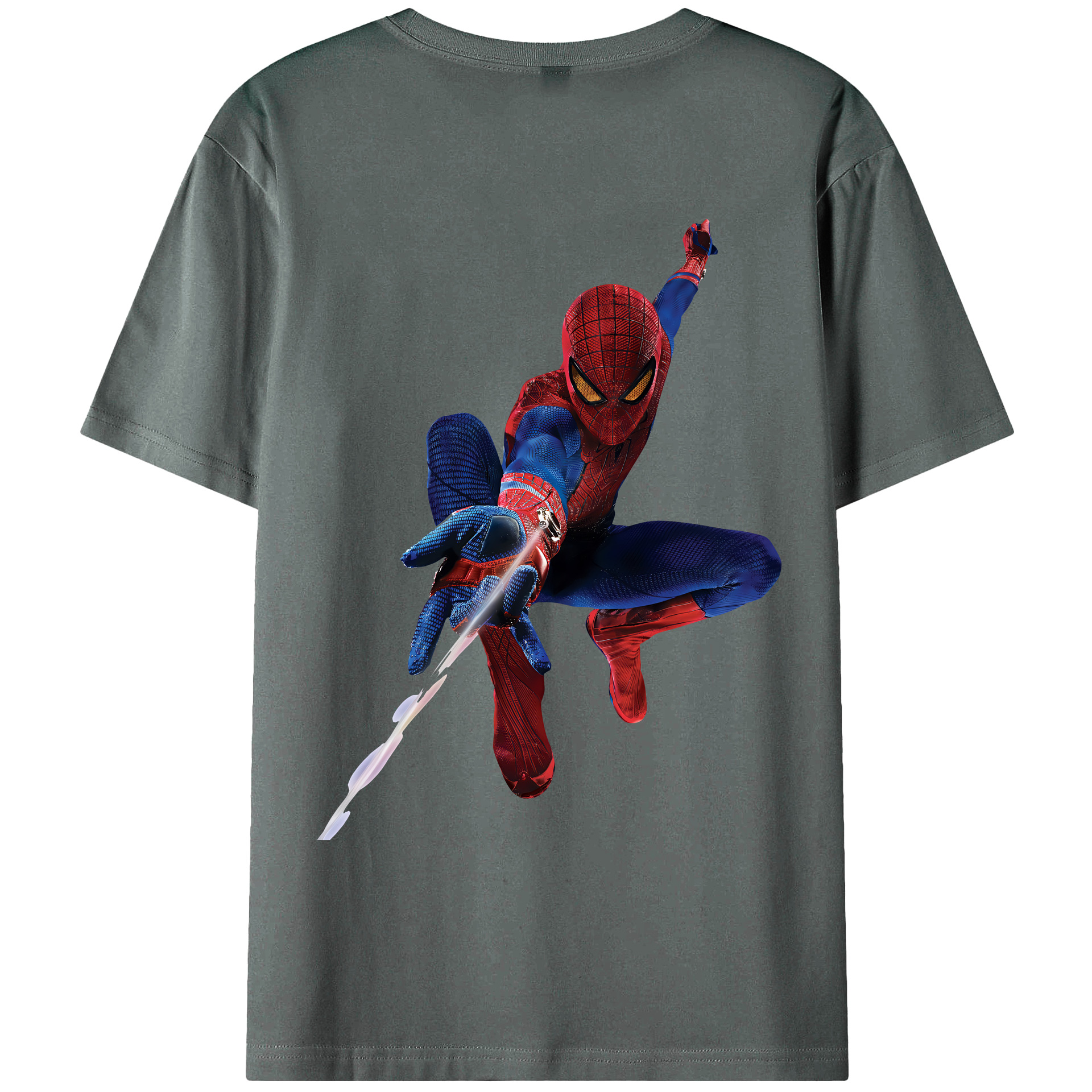 （画像用） Spider Man スパイダーマン 綿100％ メンズ半袖Tシャツ（バックプリント） 通気性